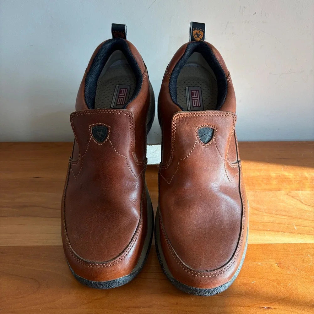 Ariat Mens Spitfire Brown Leather Slip On Loafers ATS Comfort 1002167 Sz 11.5 D